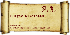 Pulger Nikoletta névjegykártya
